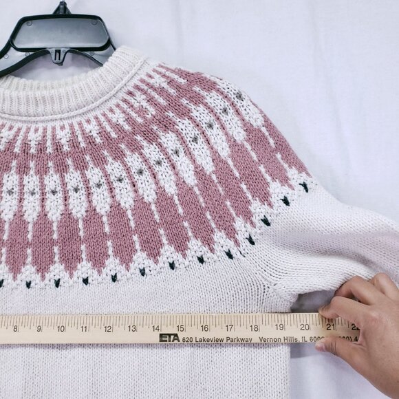 Madewell Cream Fair Isle Keaton Crew New Pullover Cozy Knit Sweater Size M - Picture 6 of 14